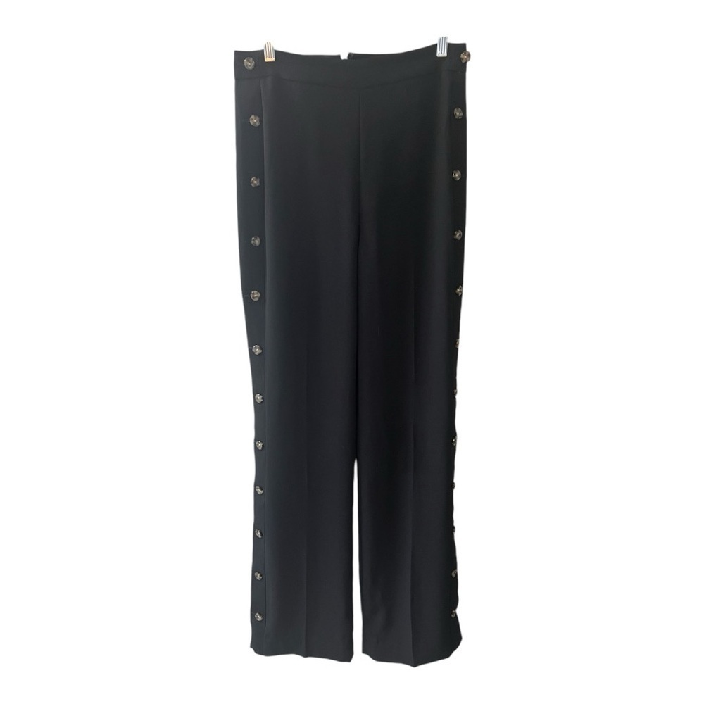 Express Faux Side Button Wide Leg High Rise Black Dress Pants 8 Women